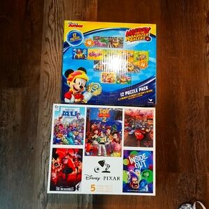 Large lot of puzzles, 17 total Disney and Pixar characters